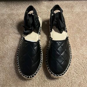 Faux Leather Quilted Espadrilles